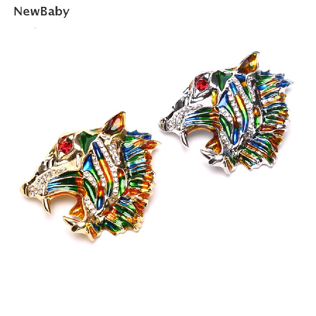 Bros Pin Enamel Bentuk Kepala Harimau Aksen Kristal Berlian Imitasi Warna-Warni Gaya Vintage Untuk Hadiah