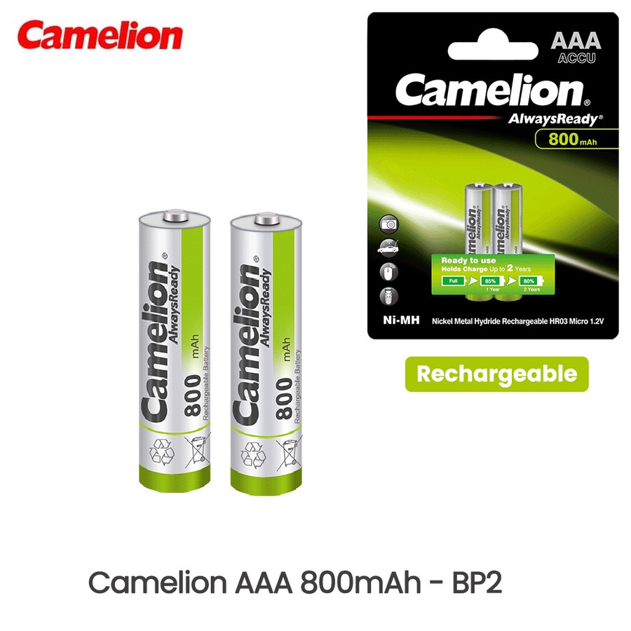 Camelion Baterai AAA Rechargeable 800mAh AlwaysReady 2pcs