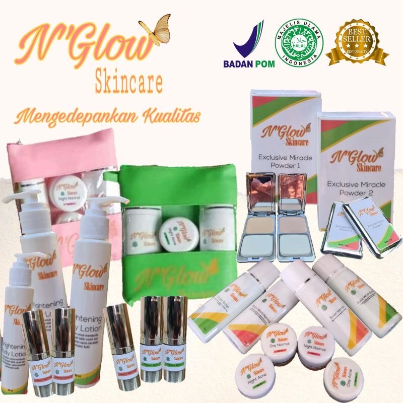 N'glow Skincare Paket Lengkap || Bedak N'glow || Serum N'glow PROMO!!!!