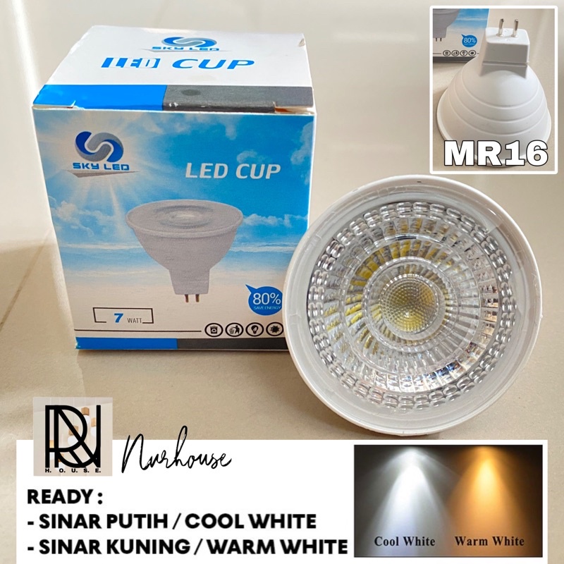 Lampu Sorot Spot MR16 Led Putih Warmwhite Fiting Tancap