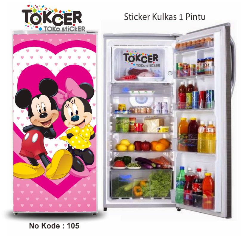 Stiker Kulkas 1 Pintu dan 2 Pintu Mickey dan Minnie