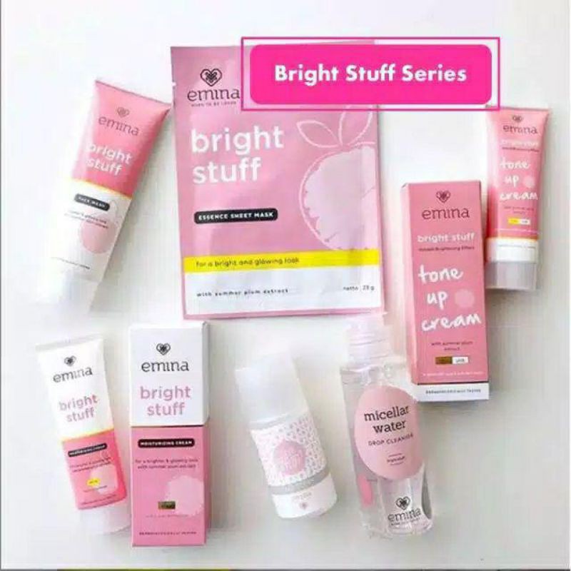 emina brighstuff moisturizer/paket emina lengkap/paket glowing emina