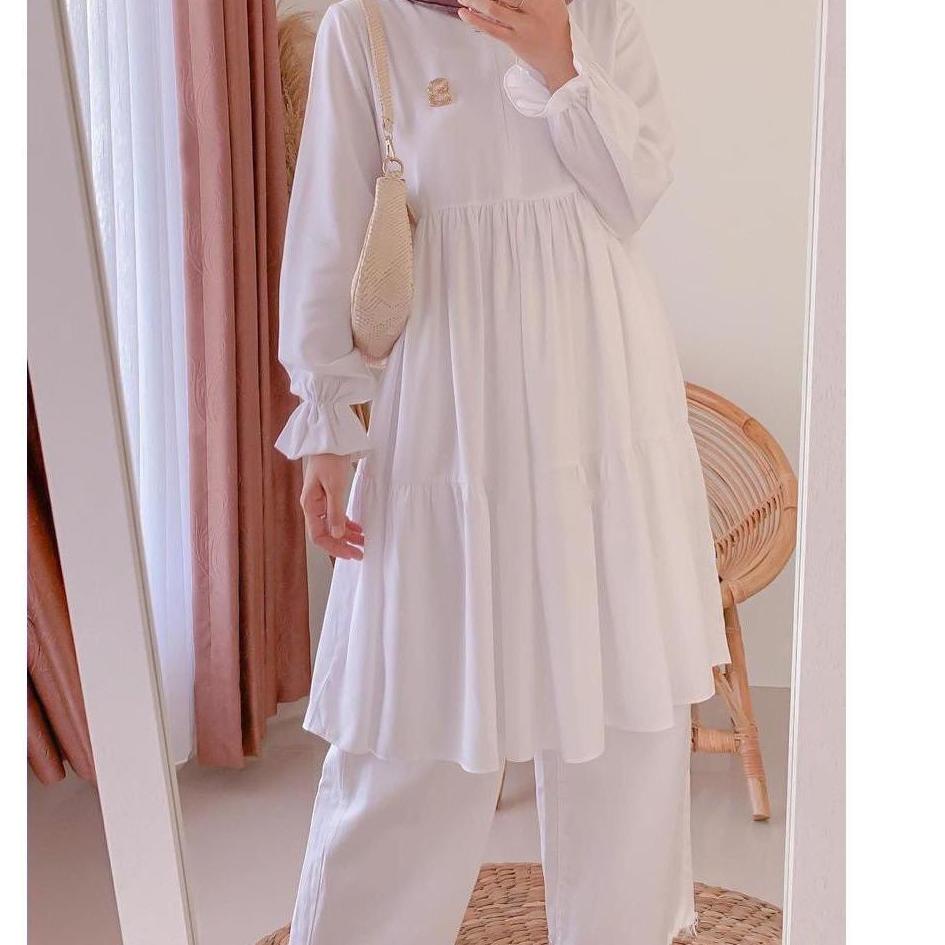Tunik Putih Polos Oversize Jumbo Ld 120 130 140 SORAYA S M L XL XXL XXXL 5L Baju Atasan Tunik Wanita