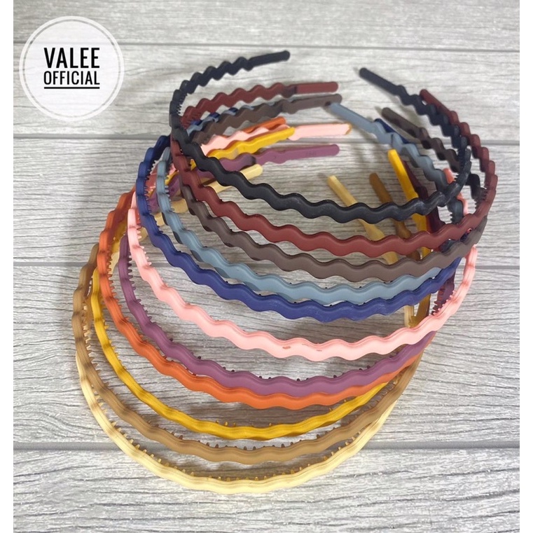 Bando Korea Doff Polos Warna Pastel Ukuran Sedang Lebar 1 Cm Bandana Matte