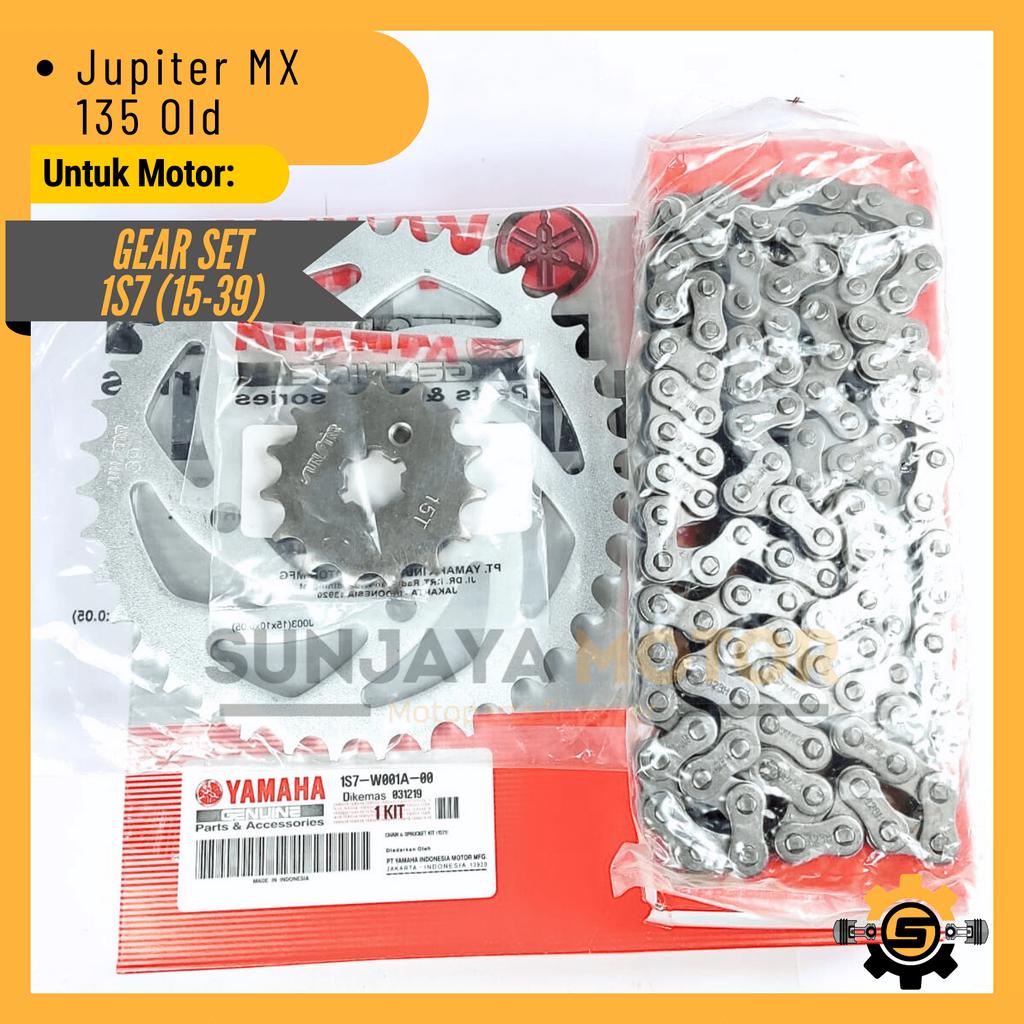 Gear Set Rantai 1S7 Gearset Rante Kualitas Original Yamaha Jupiter MX 135 Gir Set Girset MX Old Pres