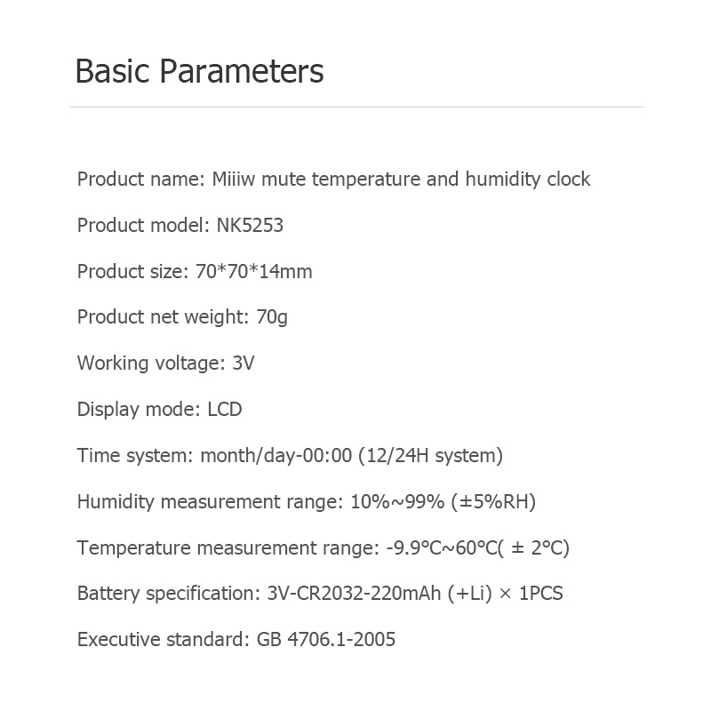 MIIIW Thermo Hygrometer Sensor Clock Temperature And Humidity Time Date 3.34inch Huge LCD Display Home Indoor Baby Room Monitor