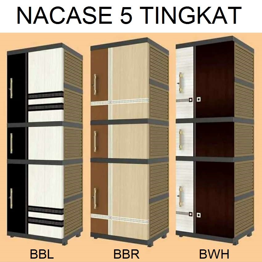 LEMARI PAKAIAN PLASTIK NACASE NAIBA 7205 SUSUN 5 RAK BAJU MINIMALIS
