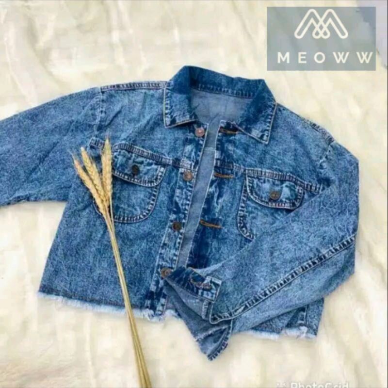 JAKET JEANS WANITA CROP TOP RAWIS CEWE JACKET CEWEK JINS