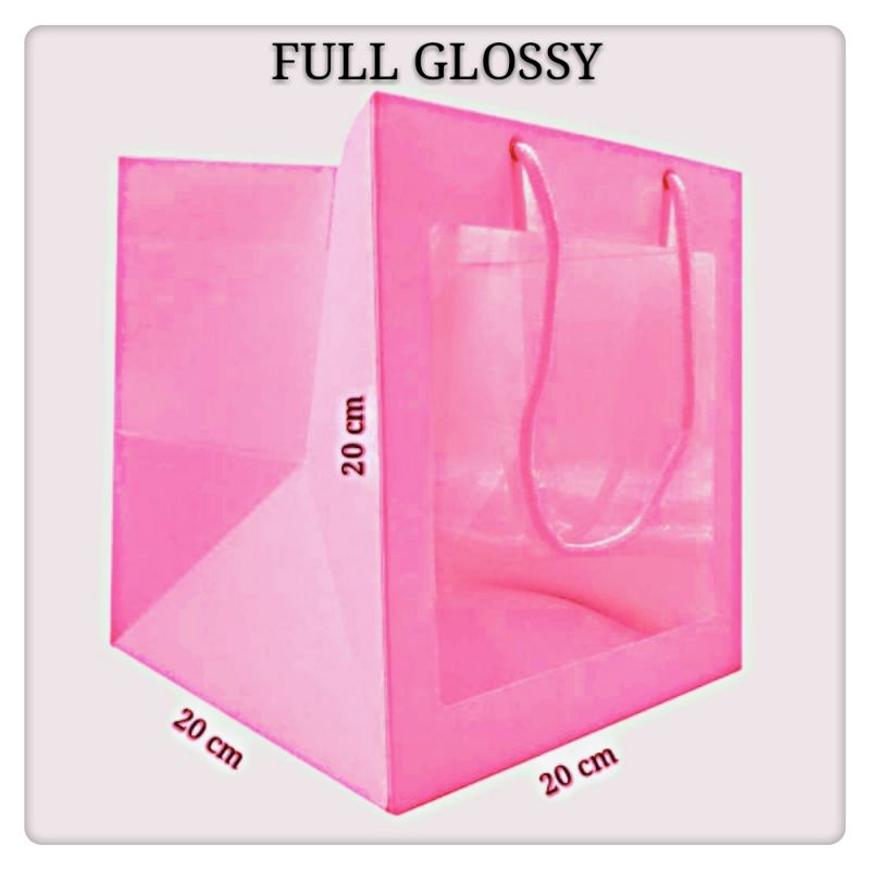 

EXCLUSIVECUBE PAPERBAG SUPER PINK GLOSSY TRANSPARANT 20 X 20 X 20 cm.