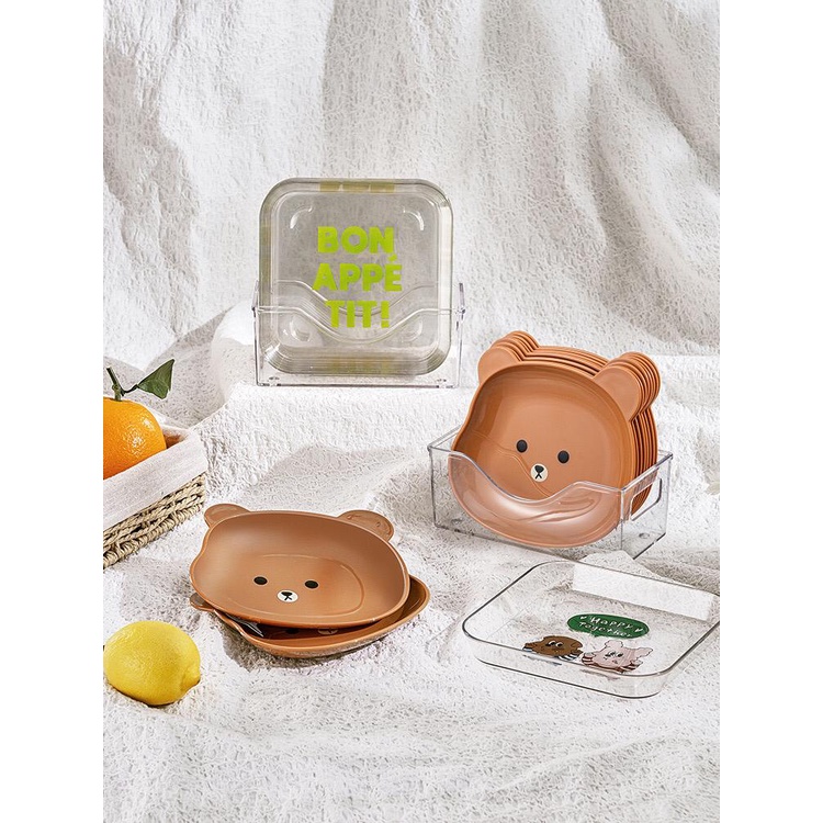 PIRING ANAK /ALAT MAKAN BAYI &amp; ANAK / 1 SET PIRING PLASTIK DAN TATAKAN PIRING BERUANG LUCU