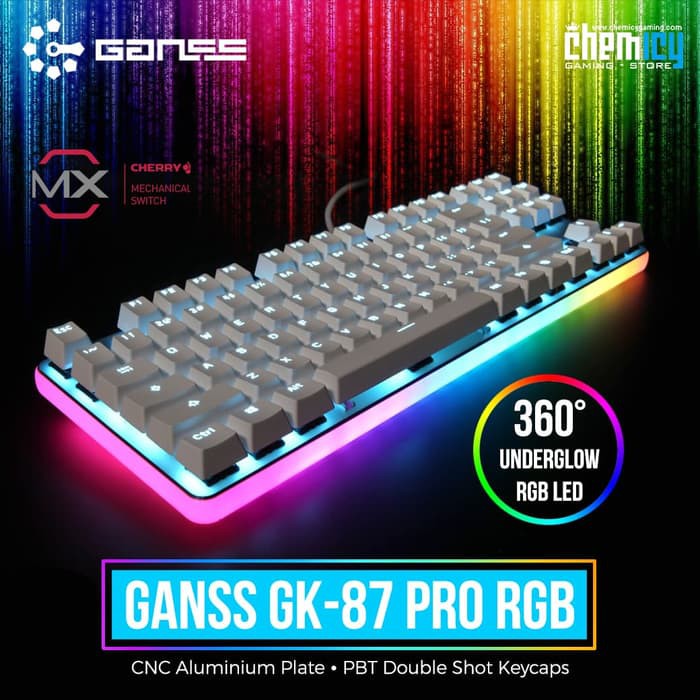 GANSS GK-87 Pro TKL RGB Underglow Cherry MX Mechanical Keyboard - Maroon