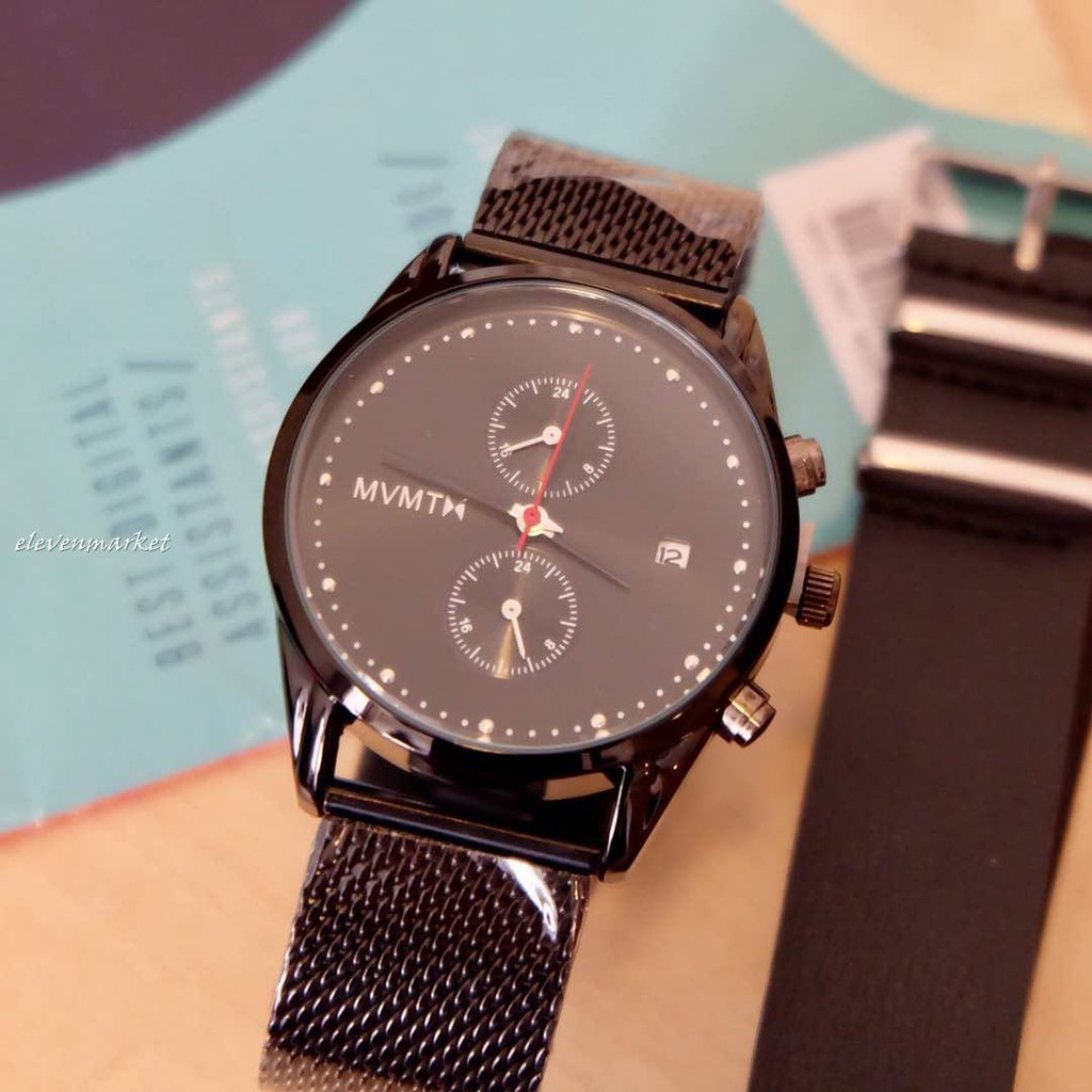 Jam Tangan MVMT Watches Watch Chrono Graph Black Pria Wanita Rantai Movement Indonesia Harga Murah