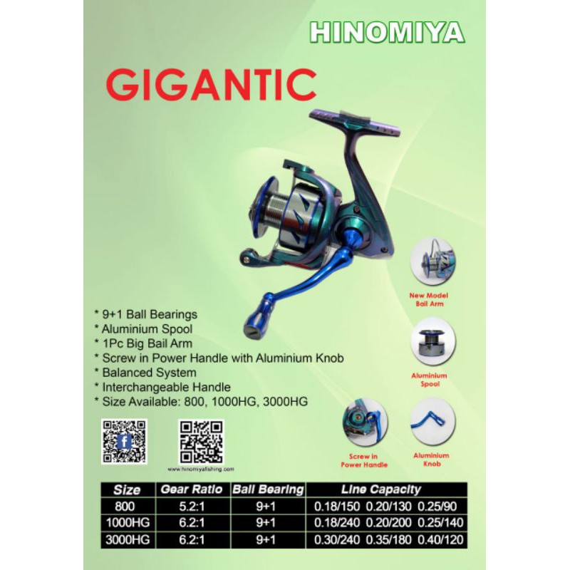 Reel HINOMIYA GIGANTIC 1000HG / 3000HG