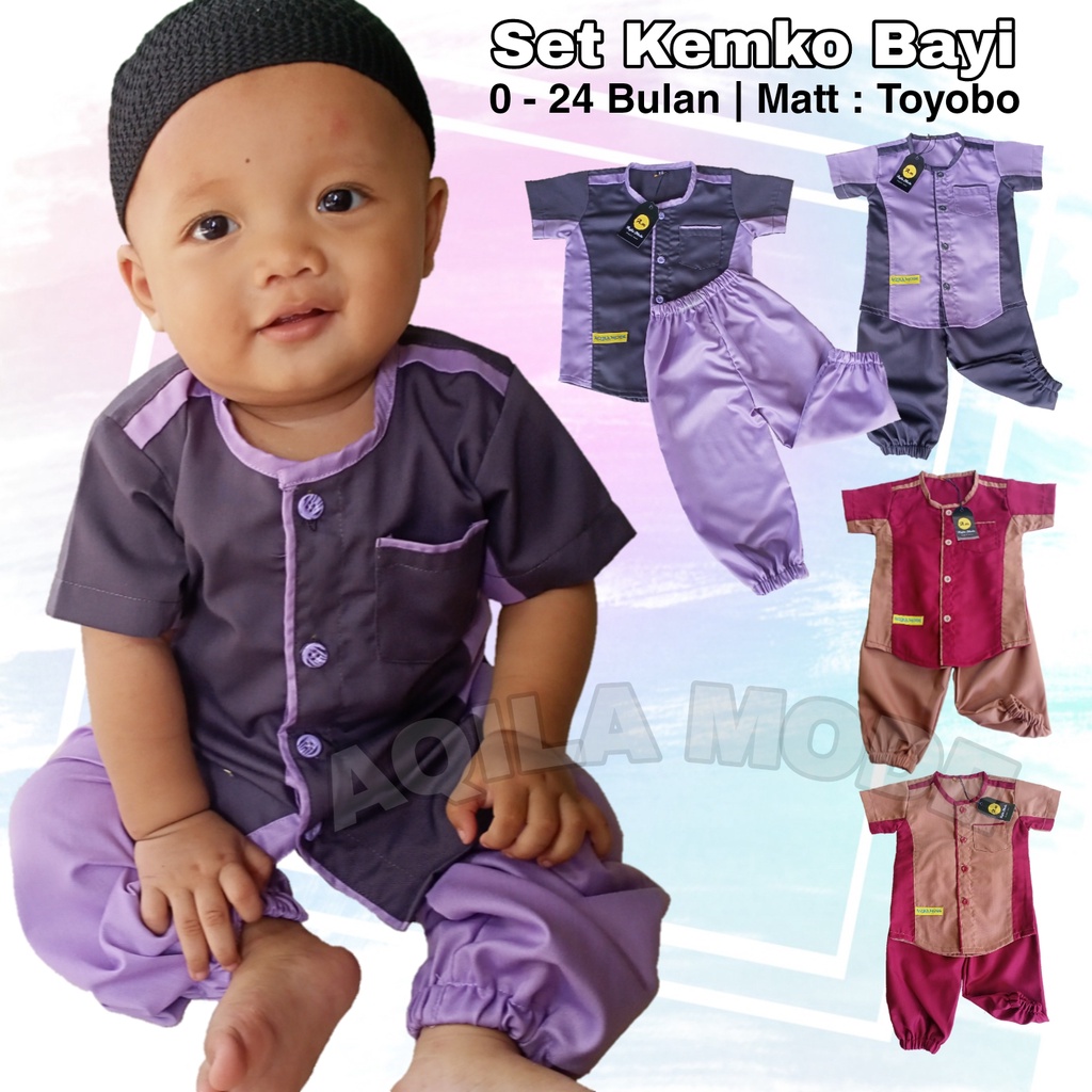 ( Set Kemko ) Setelan Baju Kemeja Koko Bayi Baru Lahir / Newborn Aqiqah Pakaian Muslim Anak Laki-Lak