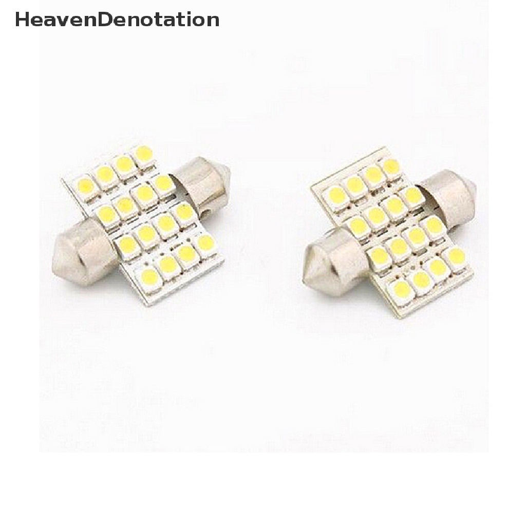 (Heavendenotation) 2pcs Lampu Dome 16-led Smd 3528 31mm Warna Putih Untuk Mobil