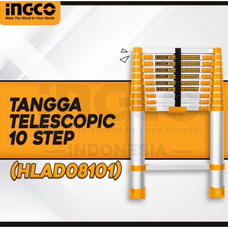 TANGGA TELESCOPIC 10 STEP ALUMINIUM INGCO HLAD0801