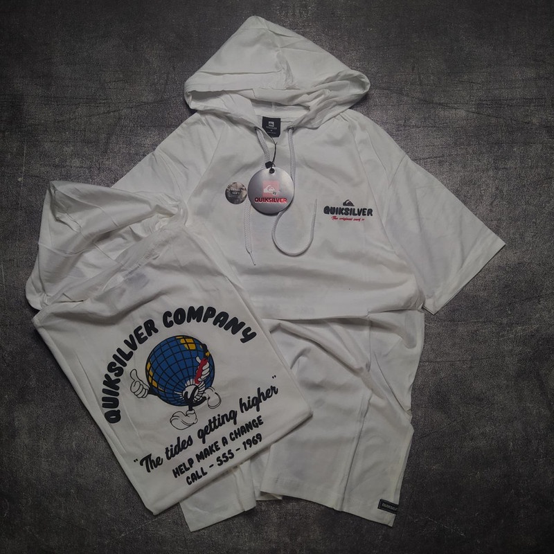 KAOS HOODIE QUIKSILVER PUTIH M L XL TSHIRT HOODIE QUIKSILVER PREMIUM KAOS TOPI