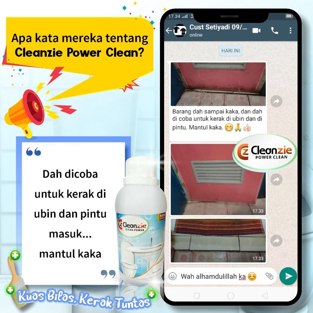 Cairan Pembersih Kerak Keramik Porselen noda Membandel Kamar Mandi Paling Ampuh Cleanzie Power Clean