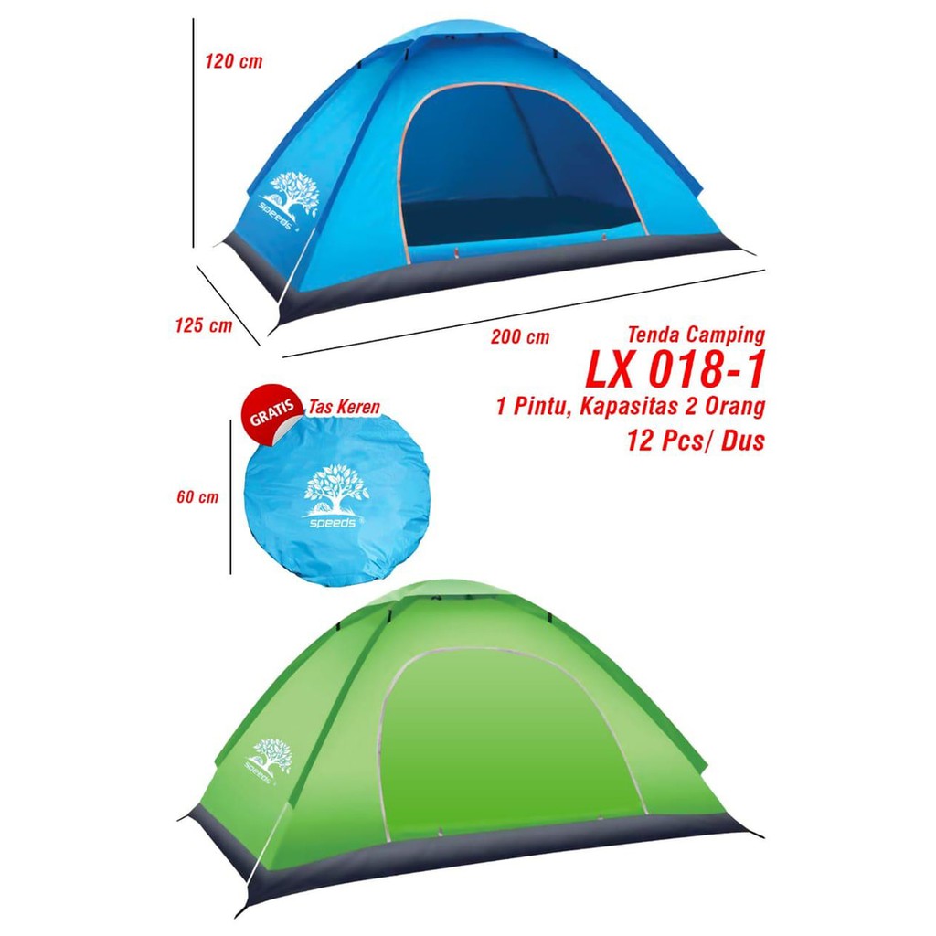 Tenda Camping Langsung Buka Kapasitas 1 2 Orang SPEEDS ORI LX 01