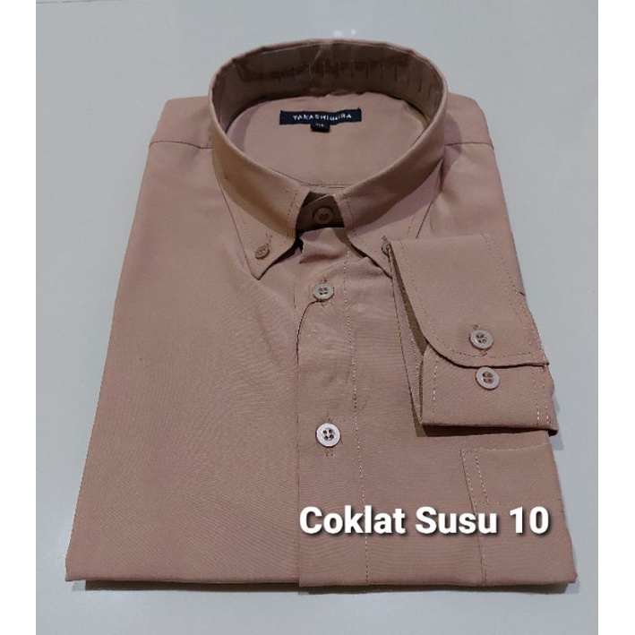 KEMEJA JUMBO POLOS LENGAN PANJANG XXL 2XL XXXL 3XL COKLAT SUSU CREAM UNGGU PEACH KEMEJA POLOS