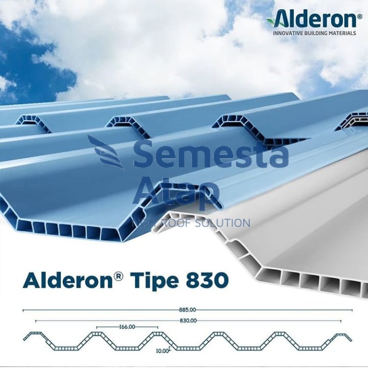 Atap uPVC Alderon -830 10 mm (Warna Semi Transparan) - Atap Berongga Double Layer