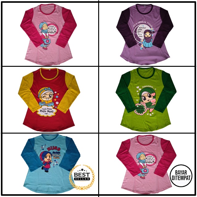 Baju Tunik Muslim Anak Perempuan Usia 1-10 tahun (S-M-L-XL-XXL) - Kaos Muslim Anak - Atasan Anak - Baju Anak - Kaos Anak Perempuan