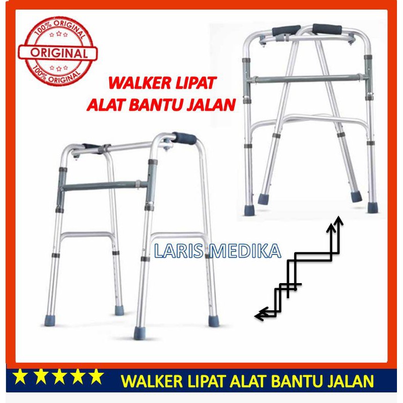 (Original) Walker Tanpa Roda GEA SELLA bisa dilipat/ Tongkat Bantu Jalan / Walker Standar Chormed