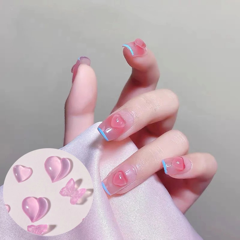 Stiker Kuku 3D Motif Bunga Aksen Berlian Imitasi 7 Warna Untuk Dekorasi Nail Art / Manicure DIY