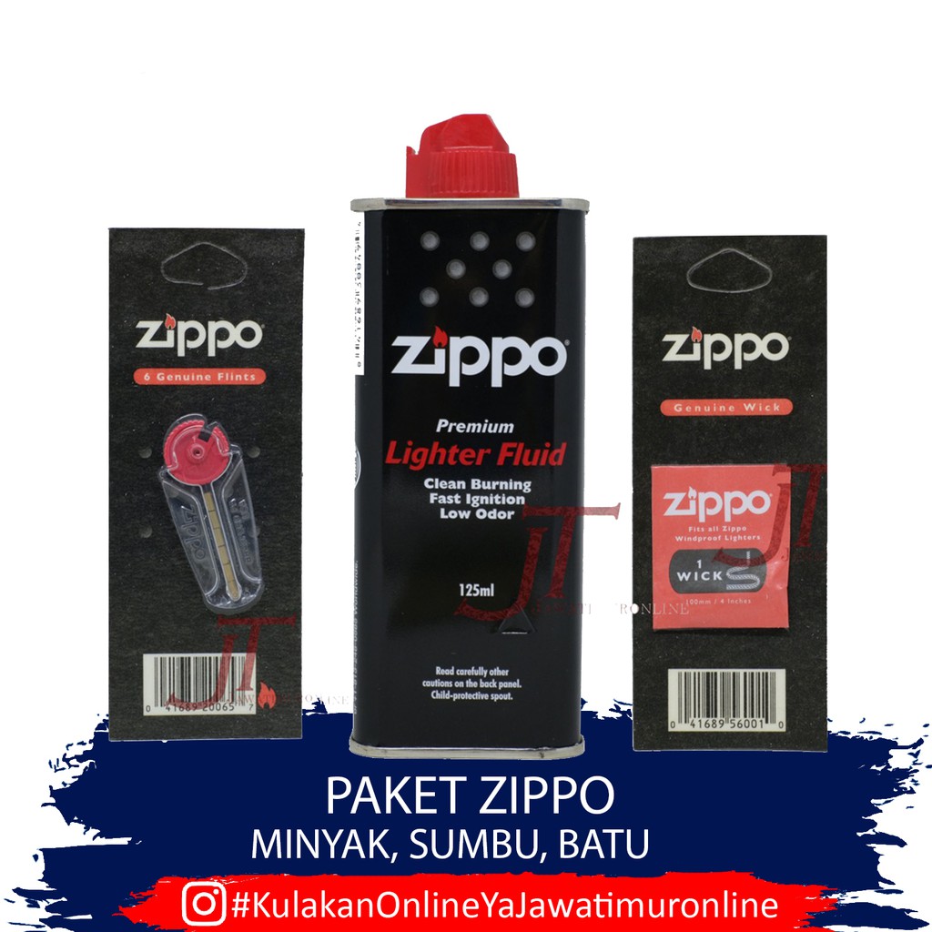 Paket Minyak Kecil Batu Sumbu Zippo Fluid Small Flint Wick