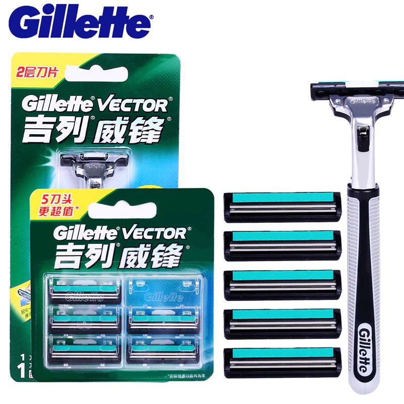 BEBAS ONGKIR Original Gillette Vector Razor Blades For Men Shaver Safety Pen Razor Shaving Blade