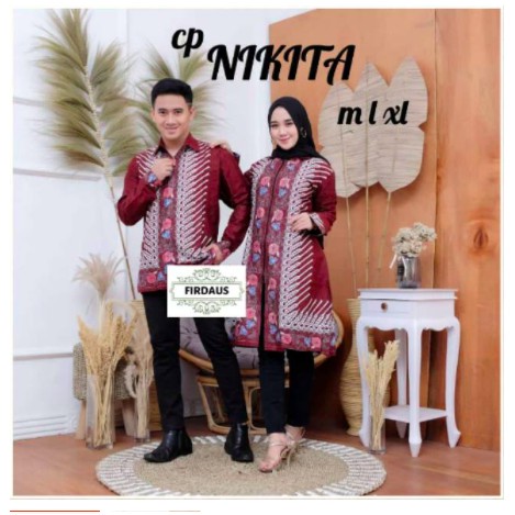 Couple Tunik Zipper Nikita Batik Sarimbit Modern Tunik Casual Kantor Kerja Kondangan Cantik