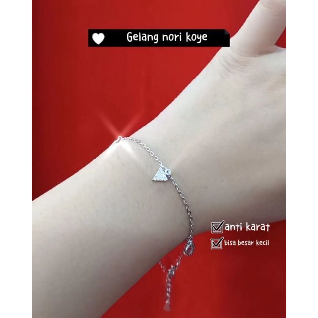 gelang nori koye perak lapis emas putih 925