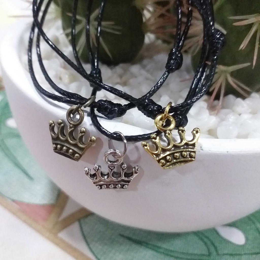 Gelang Tali Mahkota Antik Simple Unisex untuk Pasangan / sahabat Crown Logam Alloy Etnik Antique