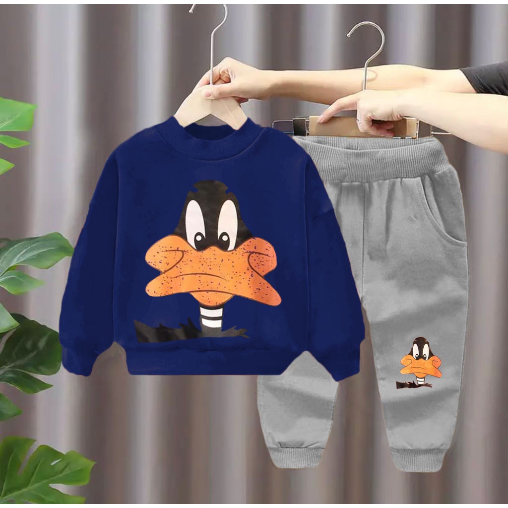 PROMO SETELAN SWEATER ANAK LAKI LAKI DAN PEREMPUAN TERBARU MOTIF DUCK KOMBI 1-5 TAHUN SETELOAN SWEATER PALING LARIS SETELAN SWEATER ANAK TERBARU