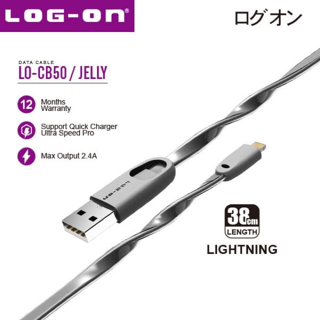 KABEL LOG ON JELLY 38CM IPHONE 5/6/7 2,4A LO-CB50