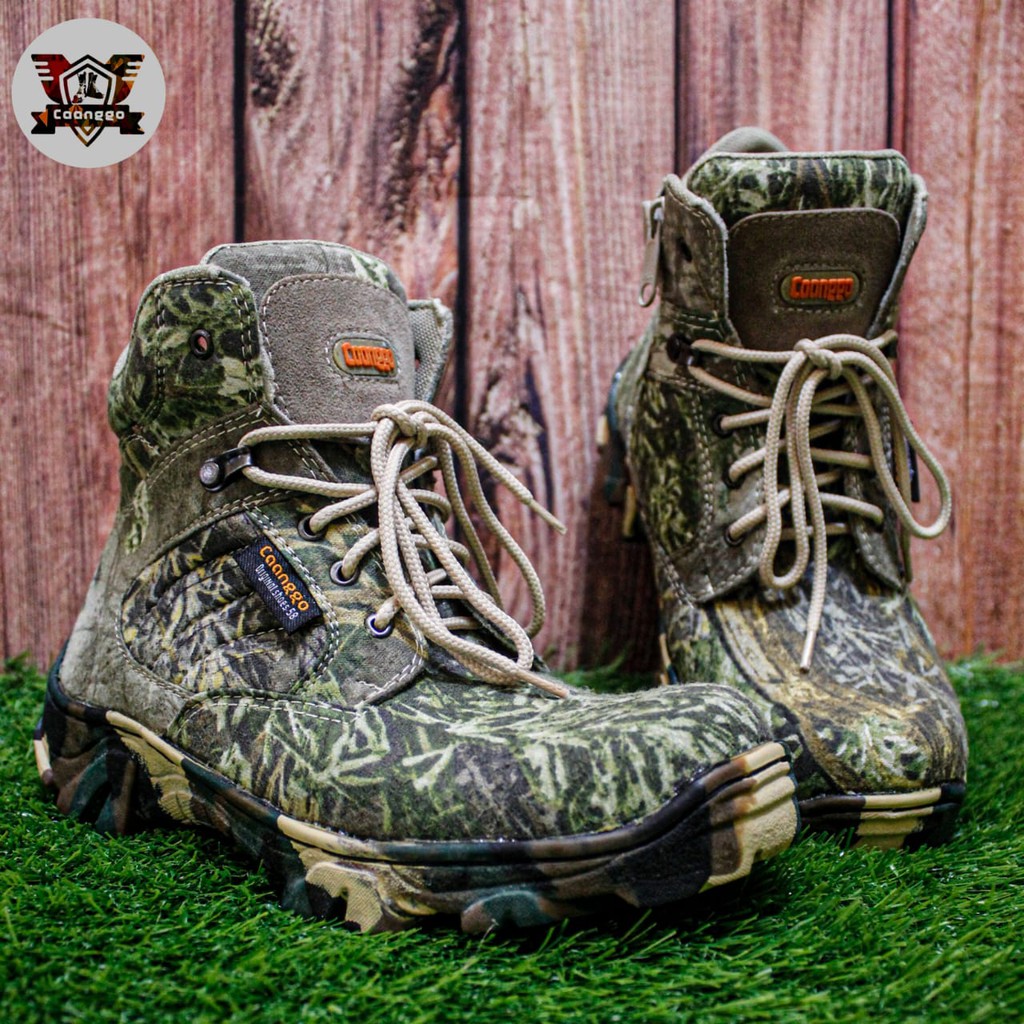 SEPATU SAFETY BOOTS CAMO HUNTING/BERBURU,SAFETY UJUNG BESI,TINGGI 6 INC