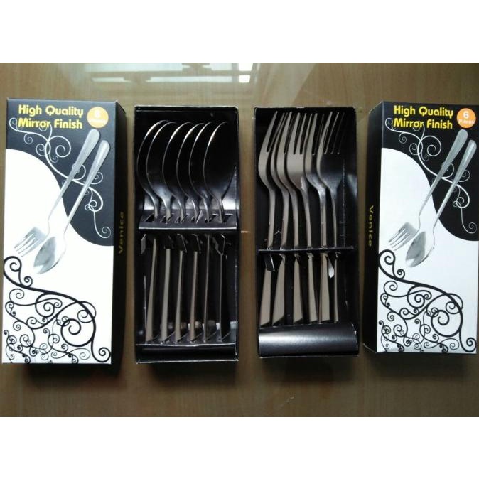 Set Sendok Garpu Makan Venice Mirror Finish Stainless Tebal Std Hotel