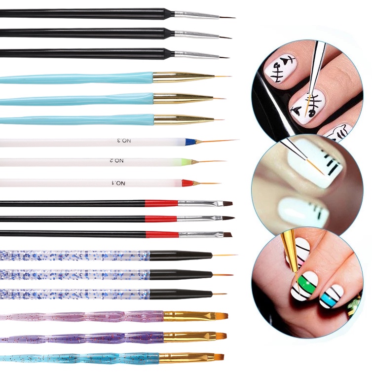 3pcs / Set Brush Nail Art Uv Gel Akrilik Untuk Manicure Diy