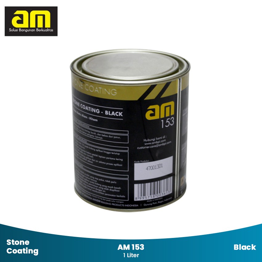 Cat pelapis batu alam AM 153 Stone coating black 1 liter Hitam coating batu alam