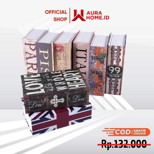 Kotak Buku Novel Safety Key Lock Box Hidden Storage / Brangkas Brankas Tempat Uang Tabungan Emas Bat