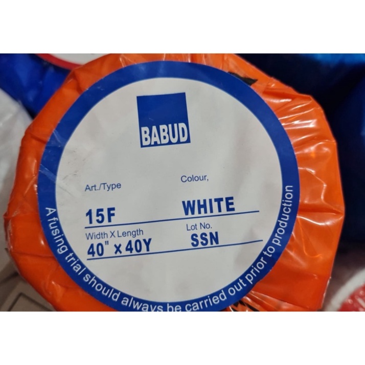 [1 roll] Kain Keras Babud 15F Lem Tipis - Kain Keras Tipis 15F Lem - Kain Keras Lem Babud 40" x 40ya