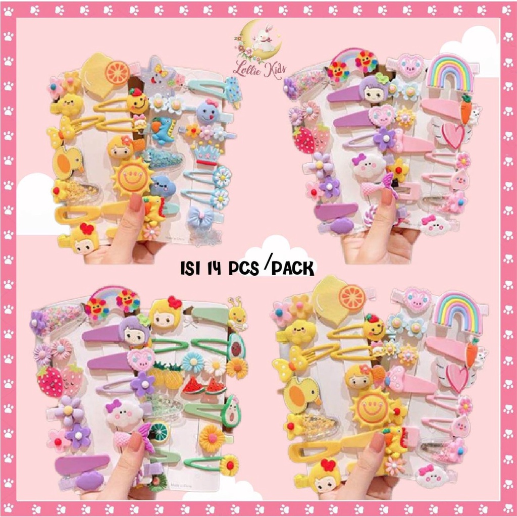 SET JEPIT 14 PCS / SET JEPIT RAMBUT ANAK LUCU / JEPITAN AKSESORIS RAMBUT ANAK MURAH / JEPIT RAMBUT A