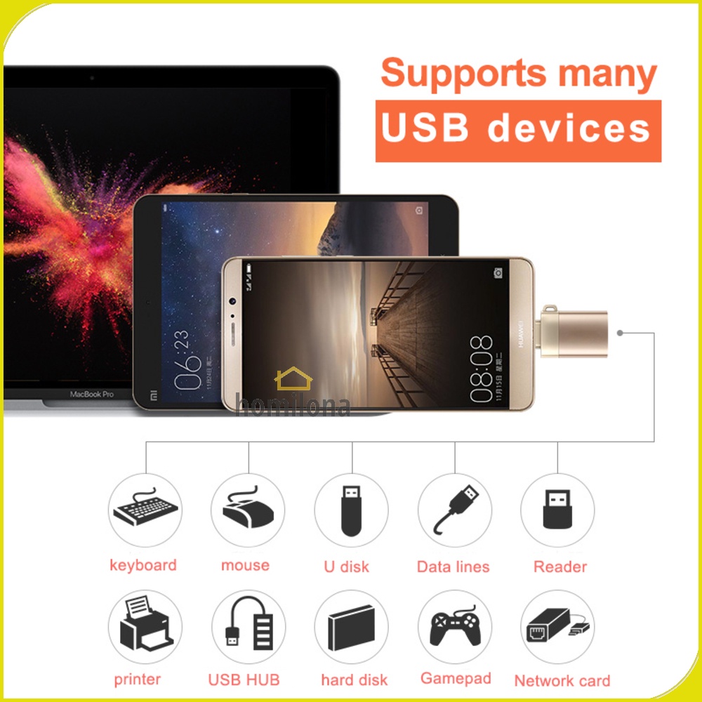 USB Female to USB Type C OTG Adapter - Robotsky US154 - Black