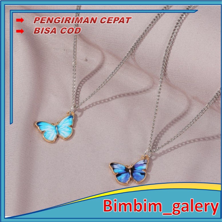 BIMBIM Kalung Kupu-kupu Rantai Clavicle Warna Biru Gelang Gaya Korea Untuk Wanita LS002