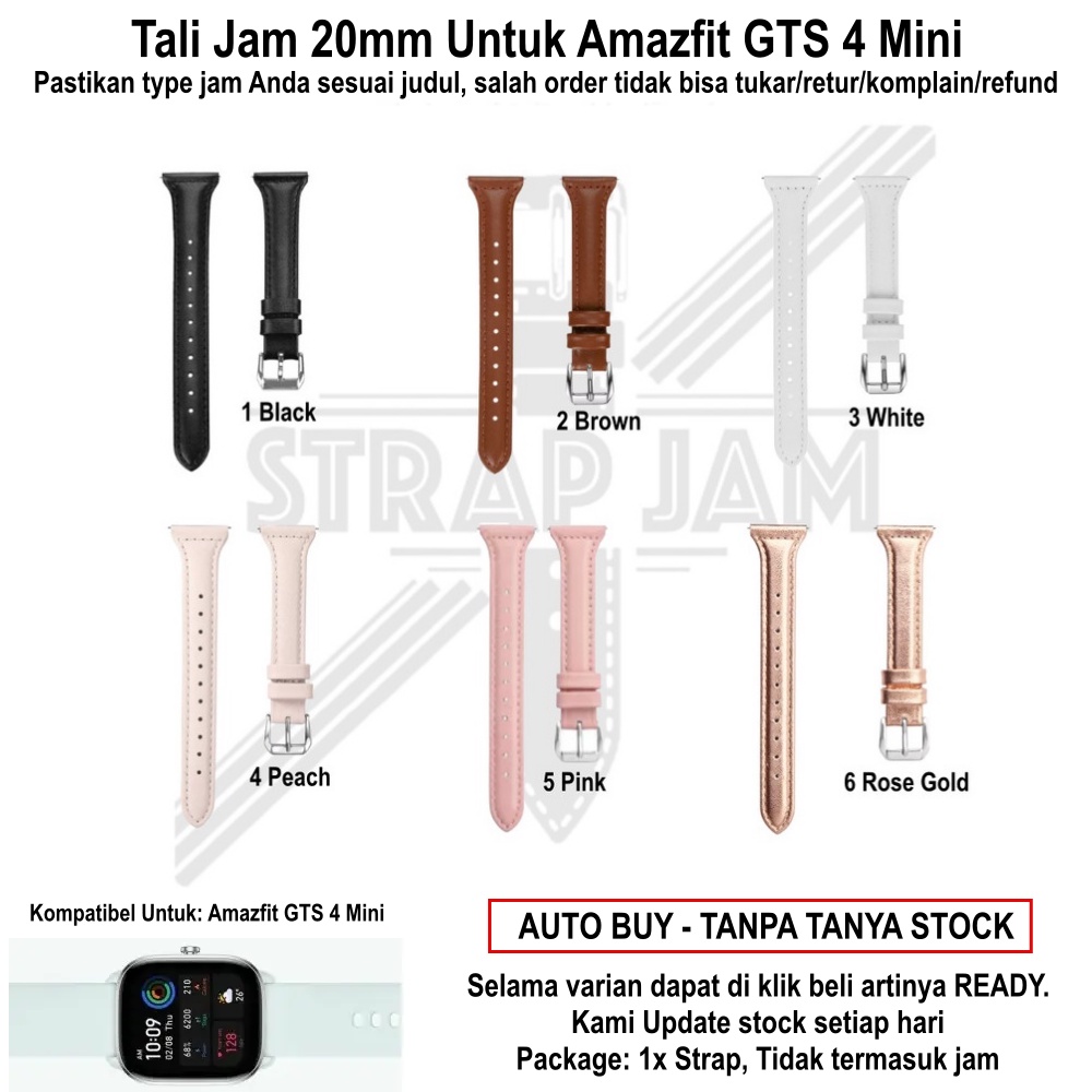 SLW Tali Jam Tangan Amazfit GTS 4 Mini - Strap 20mm Kulit Leather Wanita