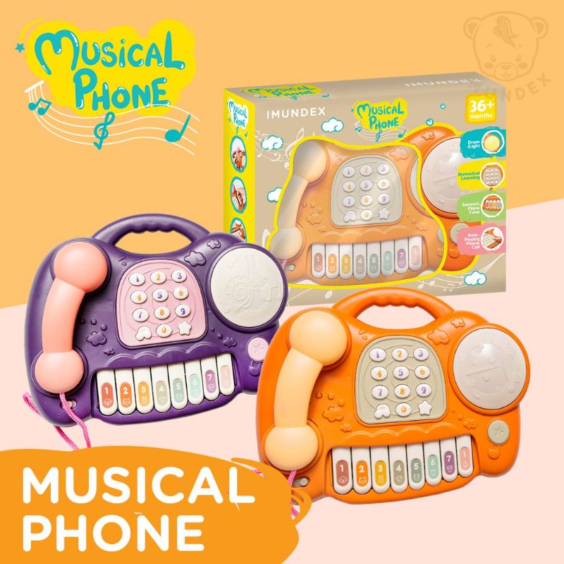 Imundex Musical Phone 8in1 Mainan Telpon Anak Bayi Mainan Musik Mainan Edukasi Sensorik Motorik Bayi