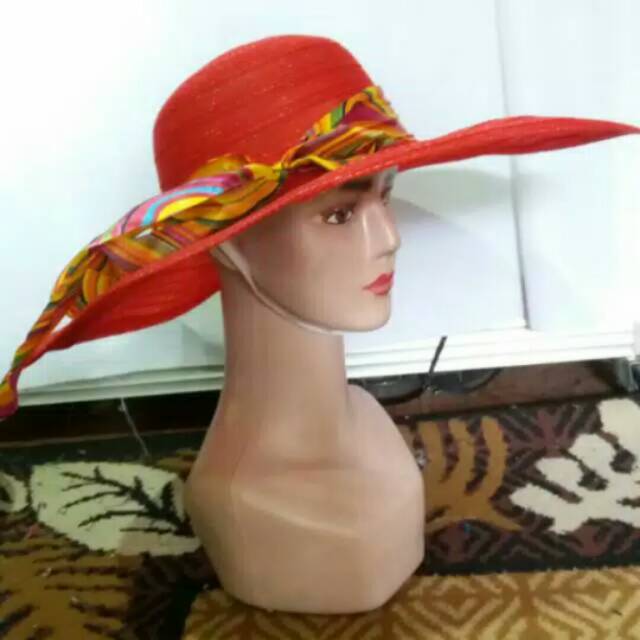 Topi pantai nylon model anyam import