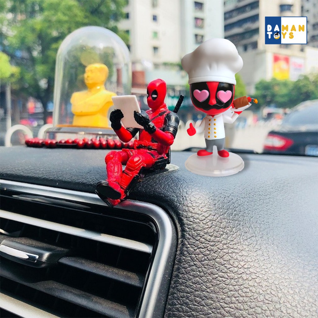 Pajangan Dashboard Mobil Superhero, Action Figure Deadpool, Miniatur Pajangan