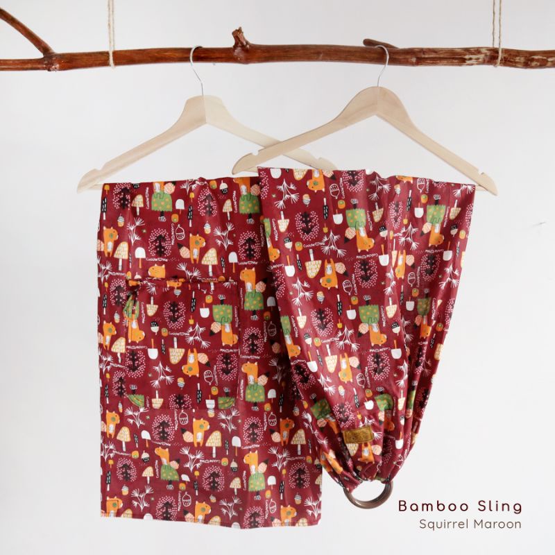 B1203 Cuddle Me Gendongan Bayi Ring Sling Bamboo Sling Ringsling Cuddleme Murah M Shape Jarik-Squirrel Maroon