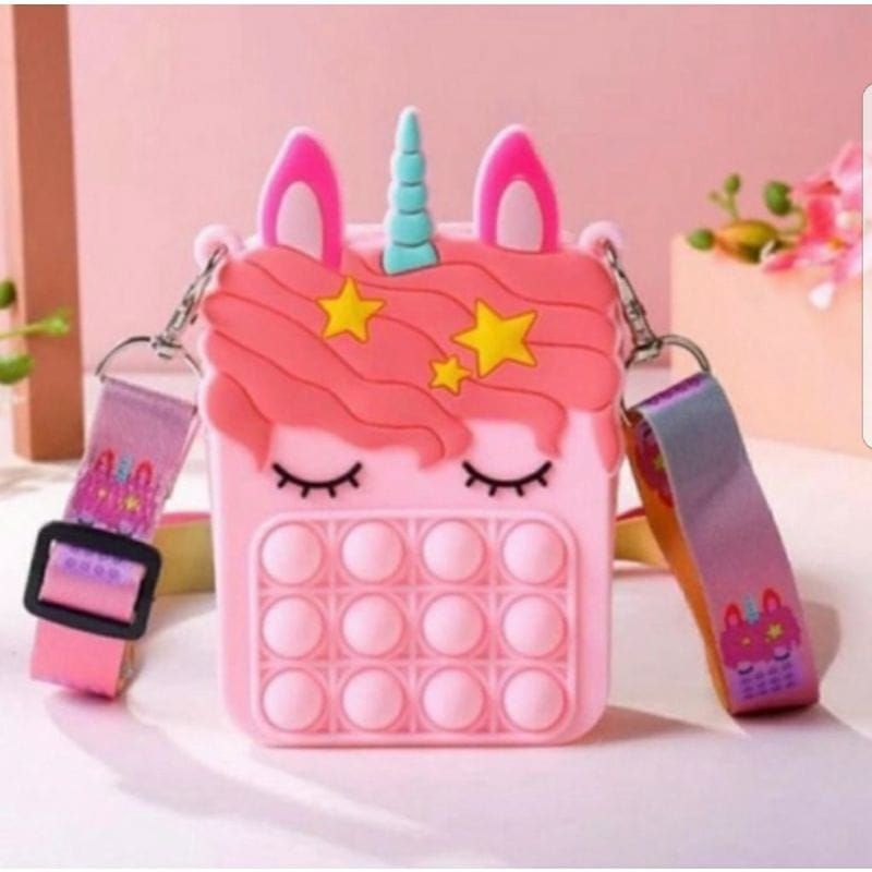 {DS} Tas Selempang Anak Perempuan Pop It Unicorn Import